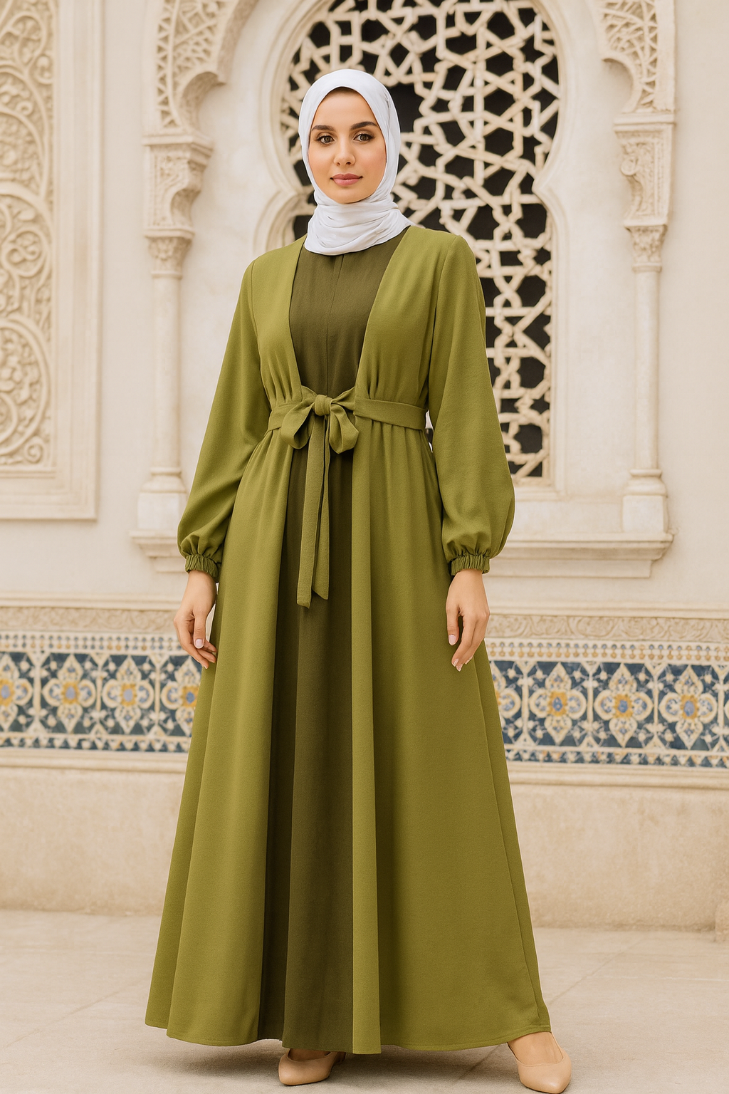Olive green A-line abaya