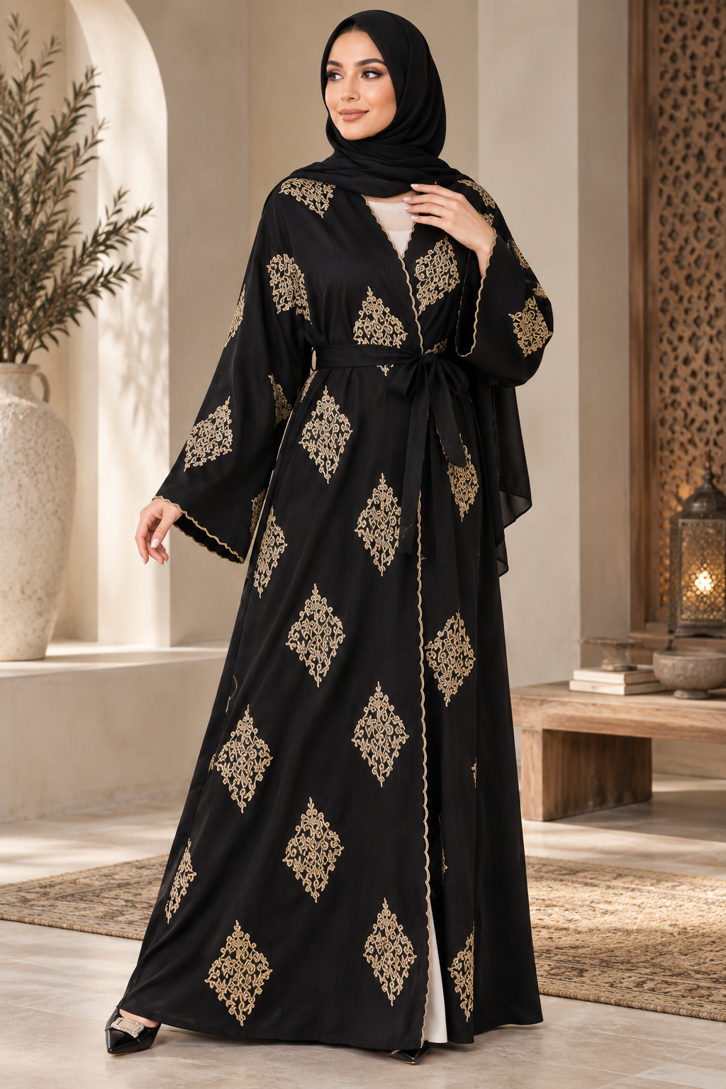 Embroidered Open Abaya