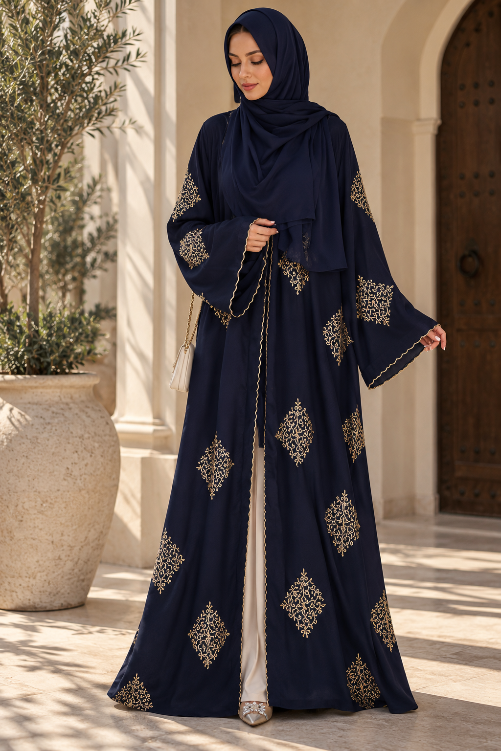 Embroidered Open Abaya
