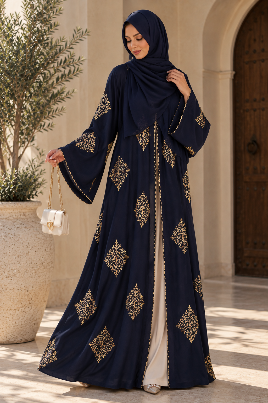 Embroidered Open Abaya