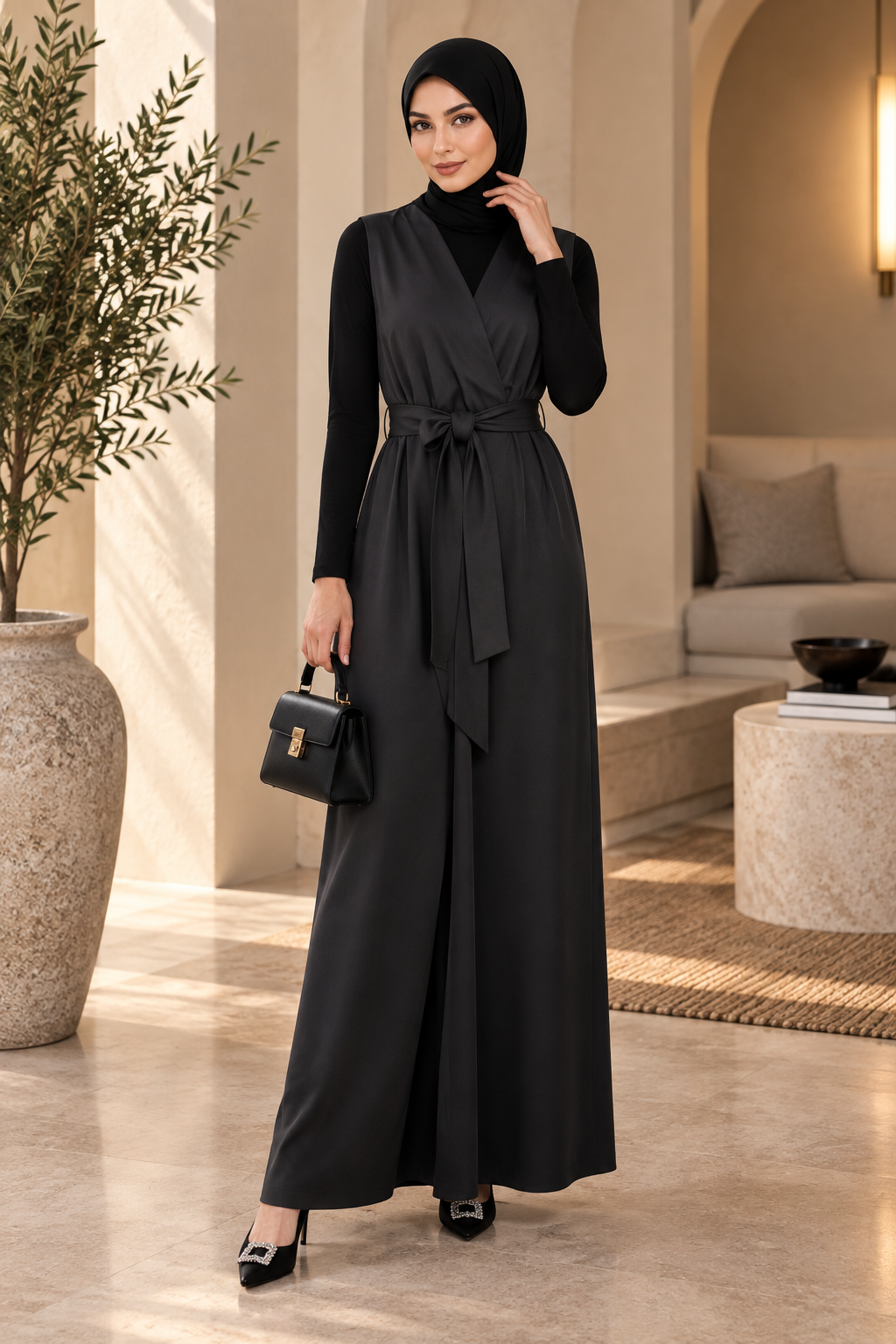 Chiffon Panel Open Abaya