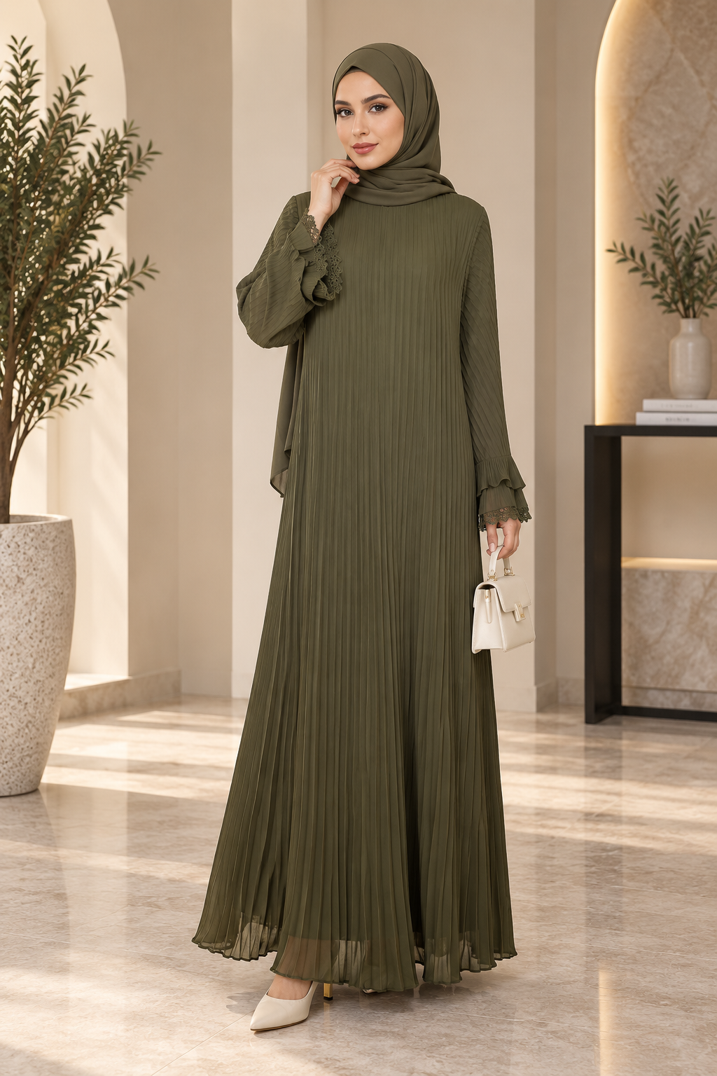 Pleated Chiffon Maxi Dress