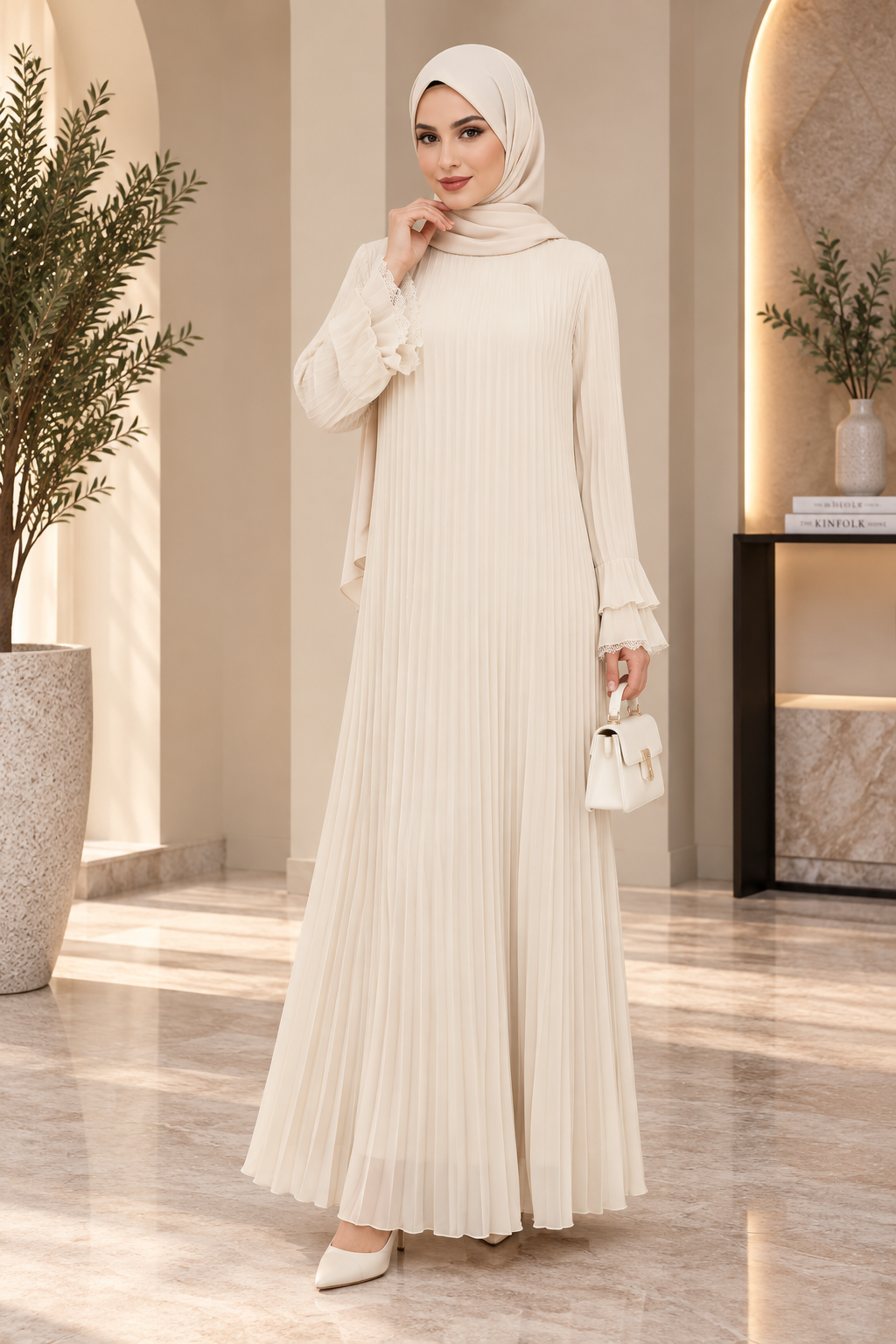 Pleated Chiffon Maxi Dress