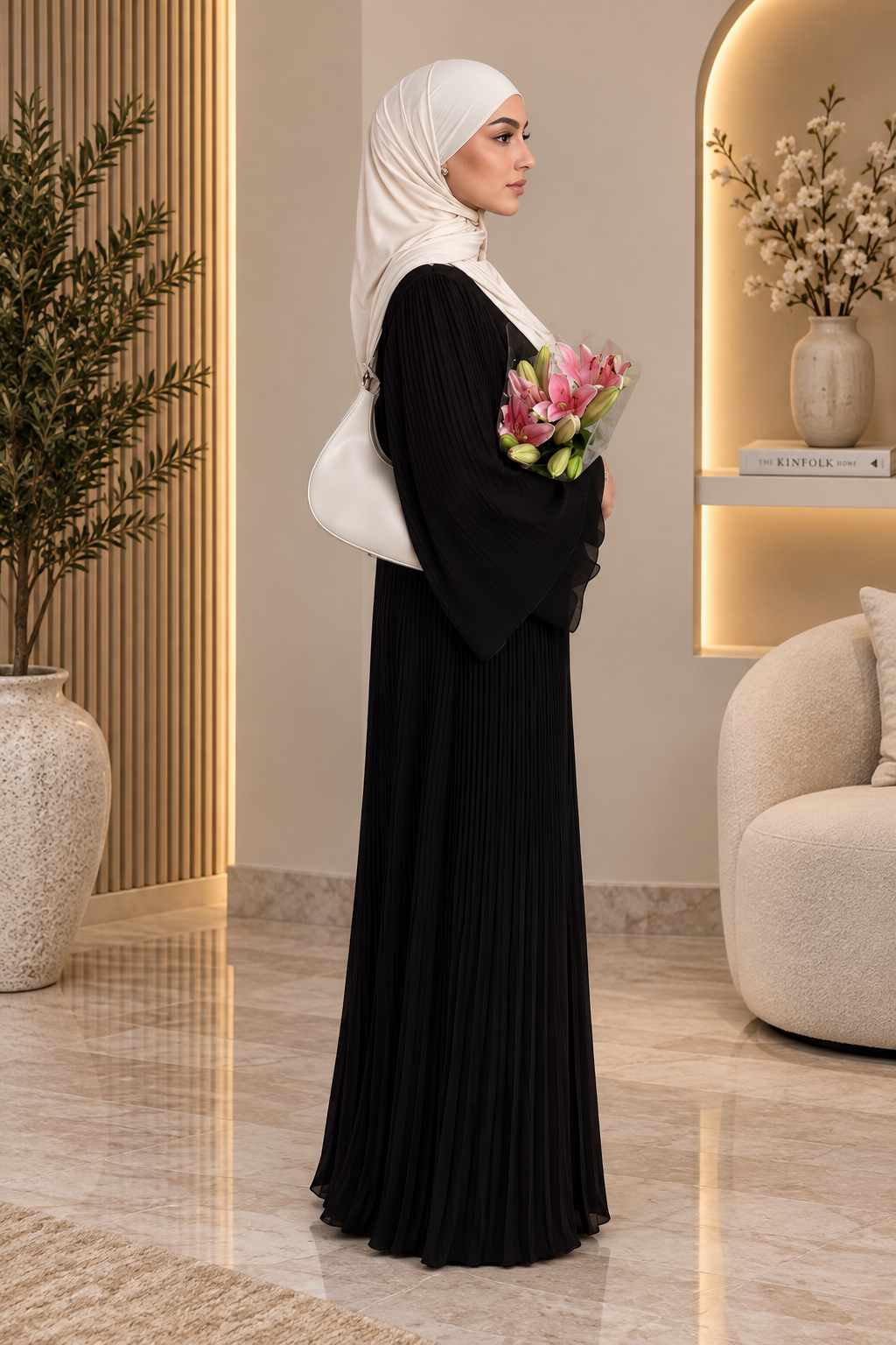 Pleated Chiffon Maxi Dress