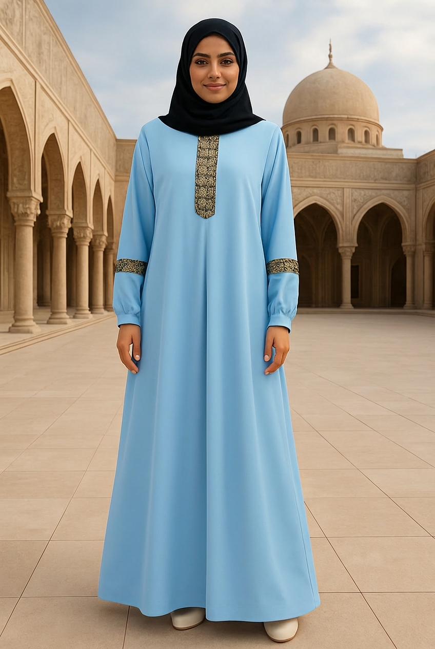 Floral Print Abaya with Pockets & Matching Hijab