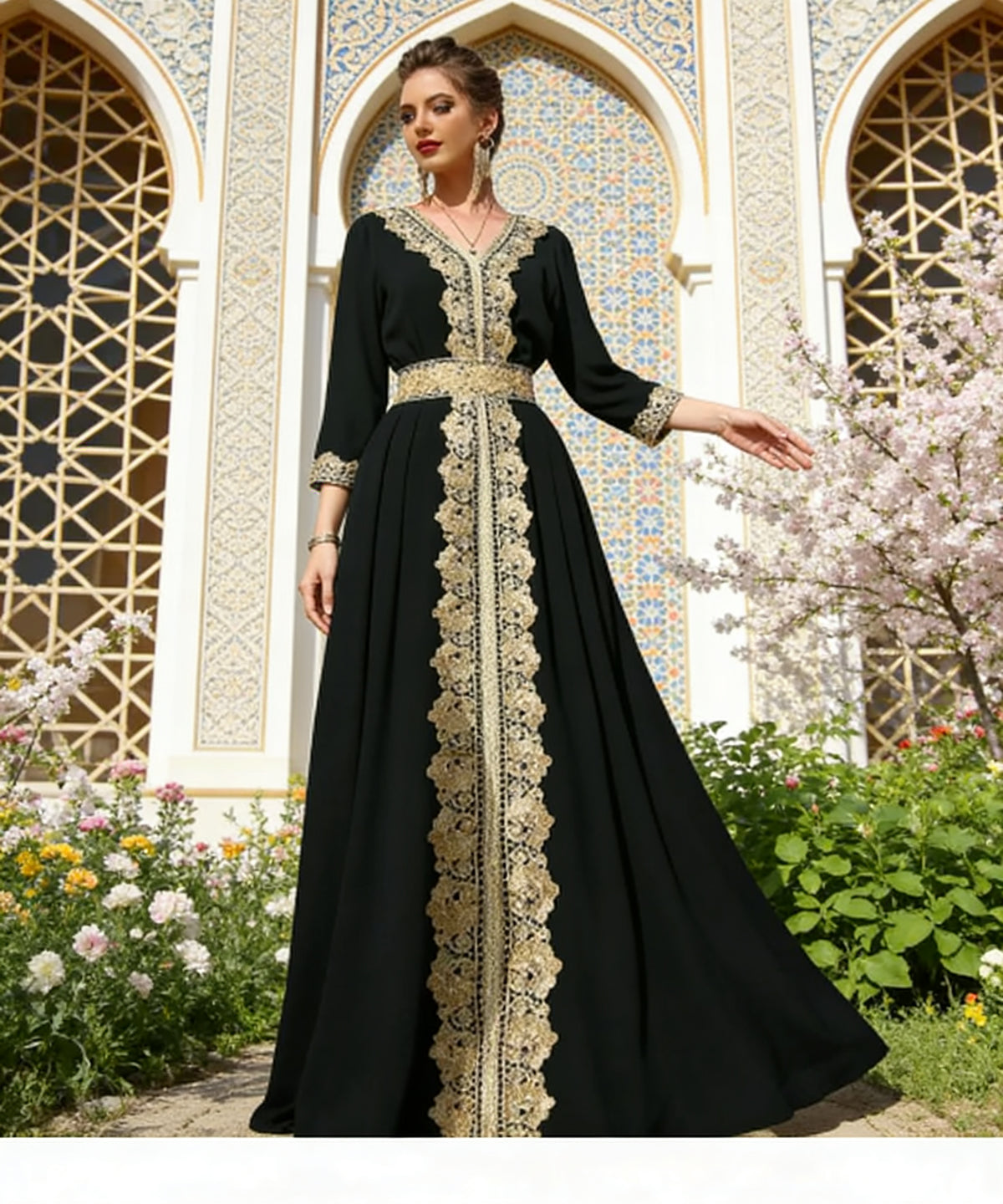 Gold Embroidered Moroccan Jalabiya