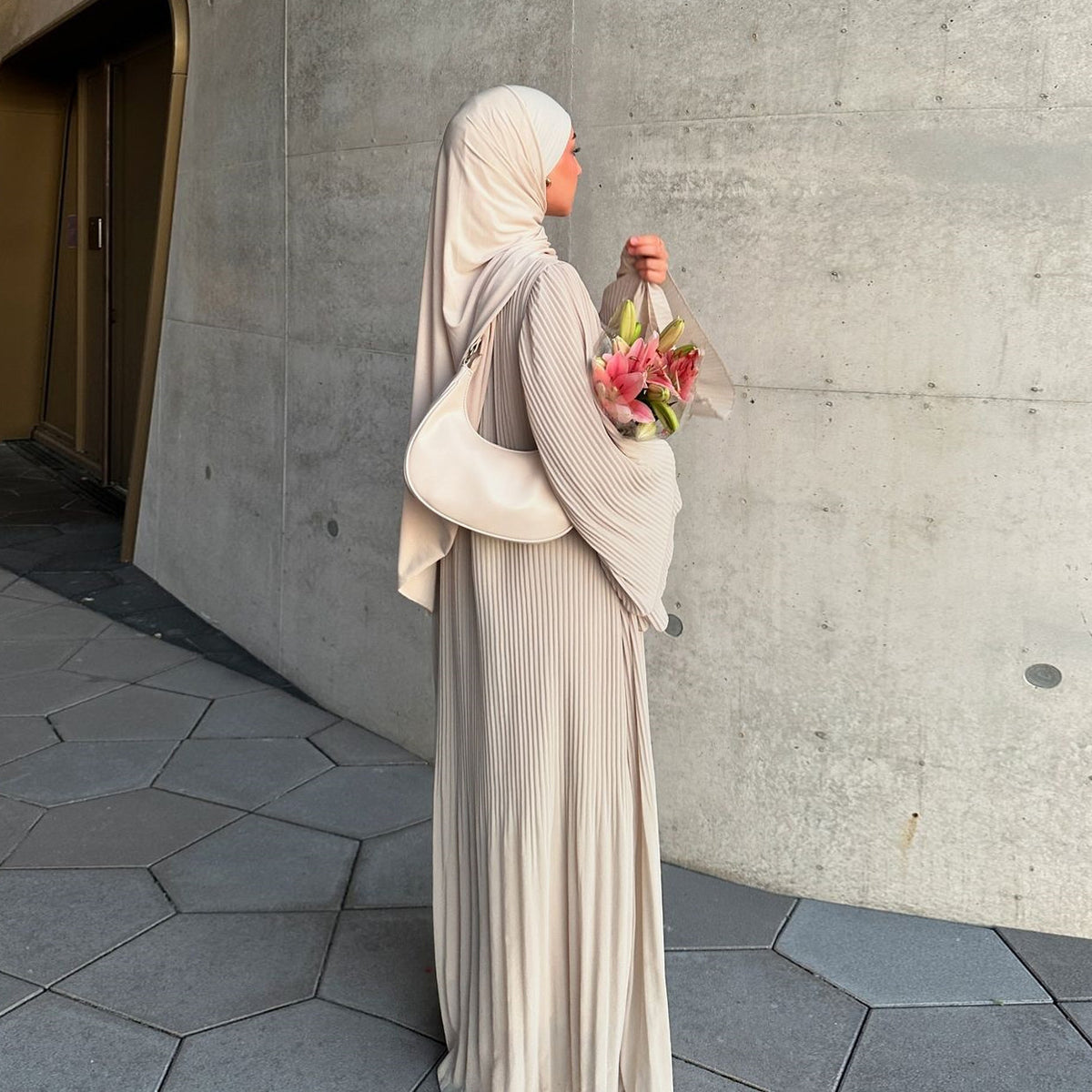 Pleated Chiffon Maxi Dress