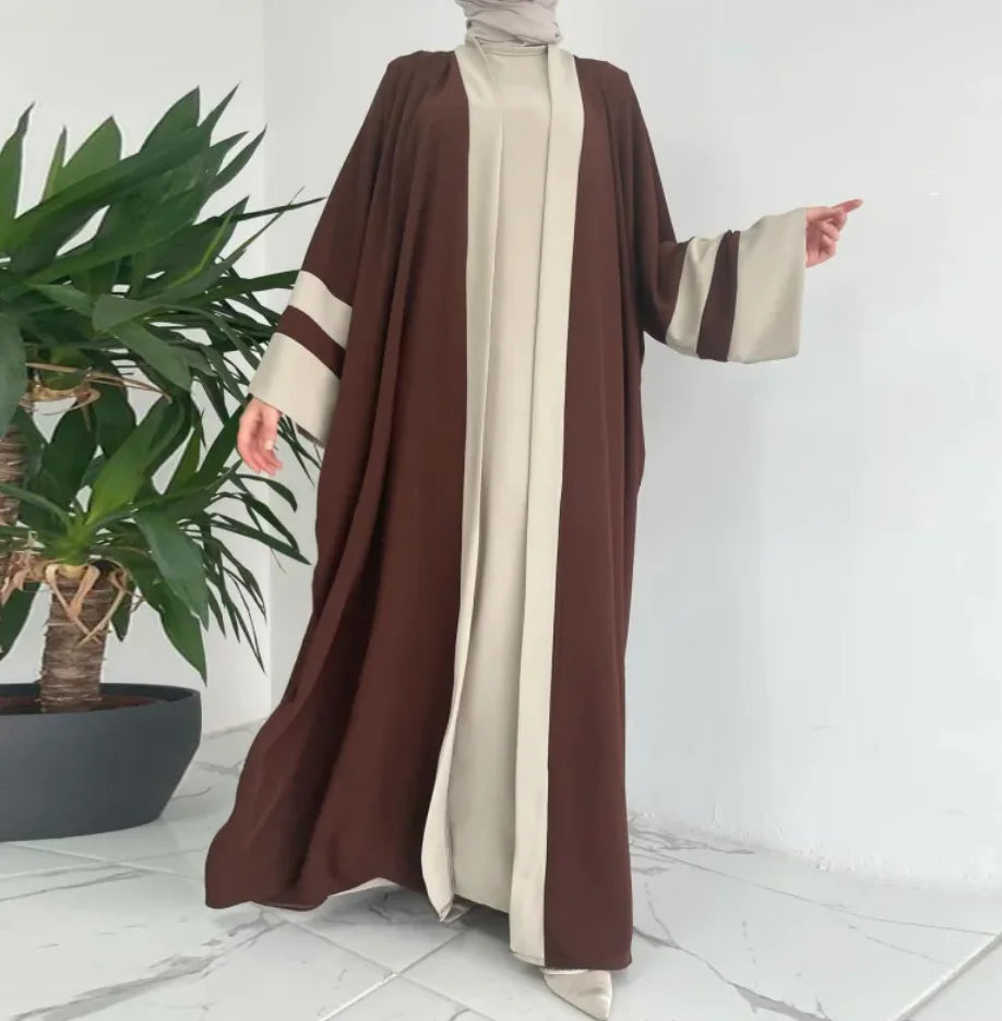 Two-Piece Colour-Block Abaya Set