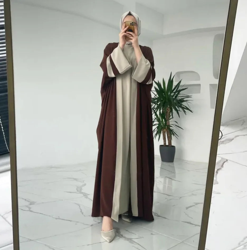 Two-Piece Colour-Block Abaya Set