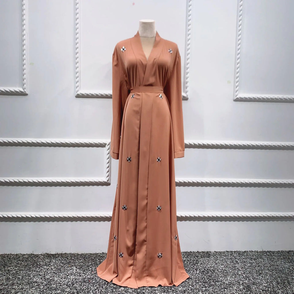 Beaded Star-Pattern Open Abaya