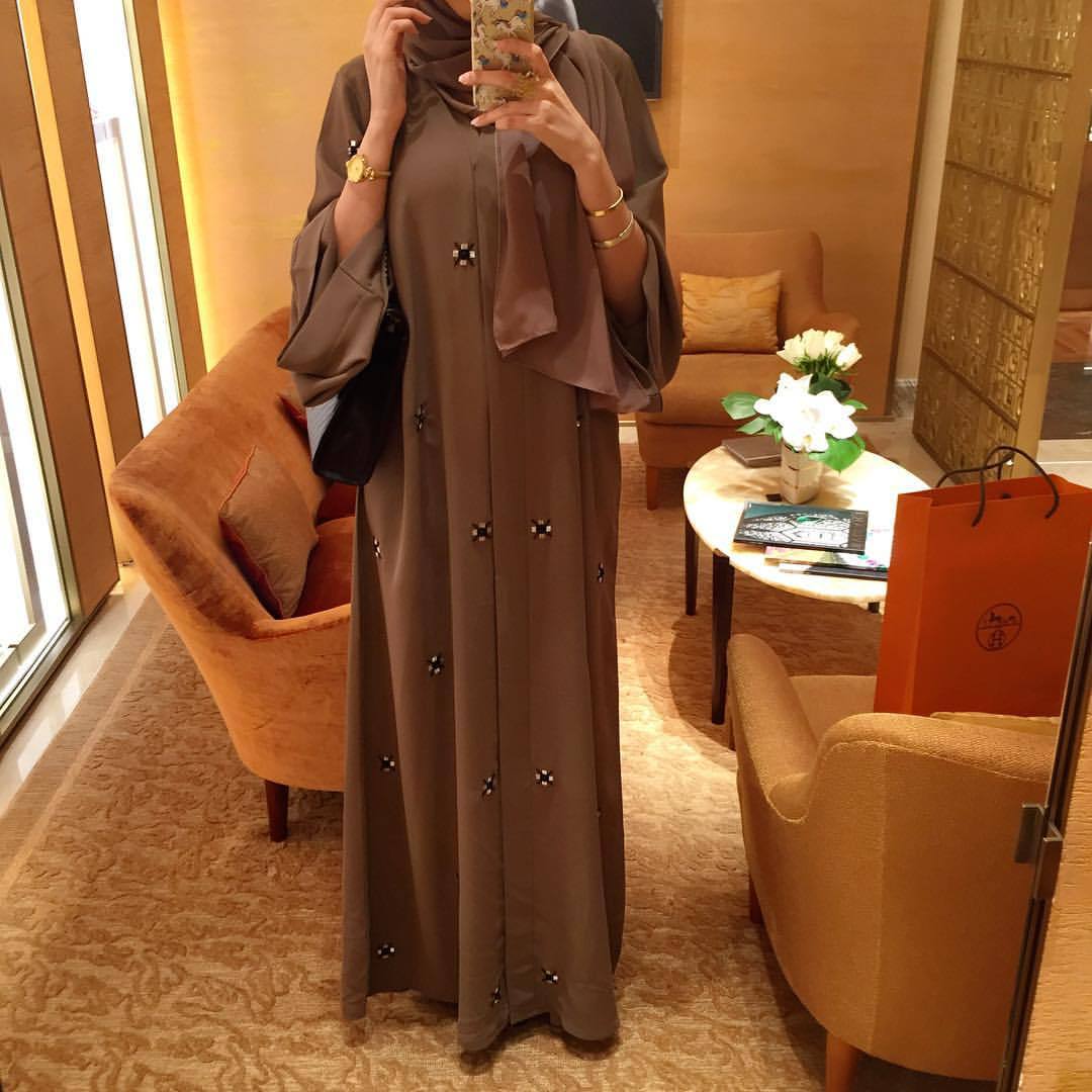 Beaded Star-Pattern Open Abaya