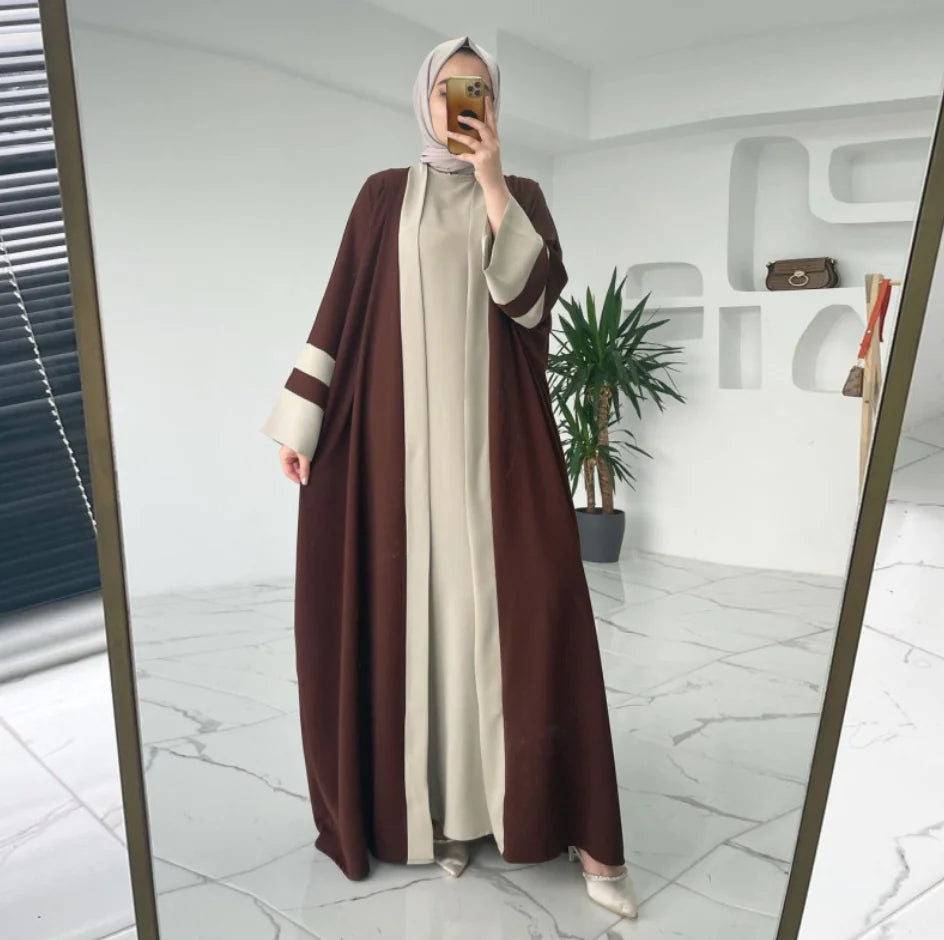 Two-Piece Colour-Block Abaya Set