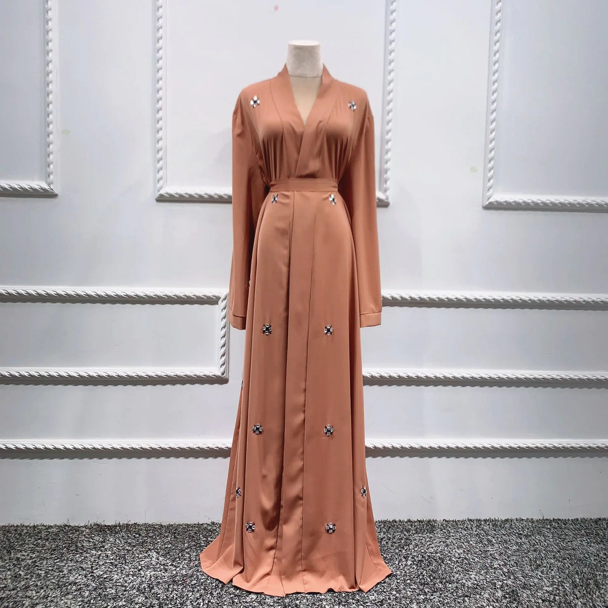 Beaded Star-Pattern Open Abaya