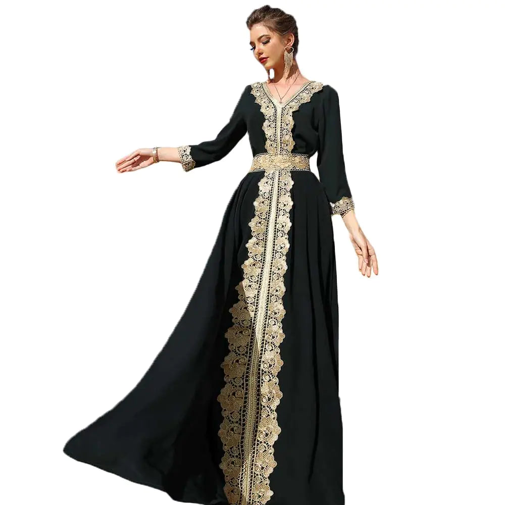 Gold Embroidered Moroccan Jalabiya